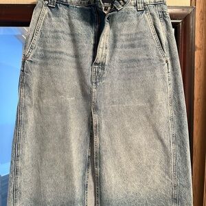 KHAITE Light Blue A-Line Denim Skirt